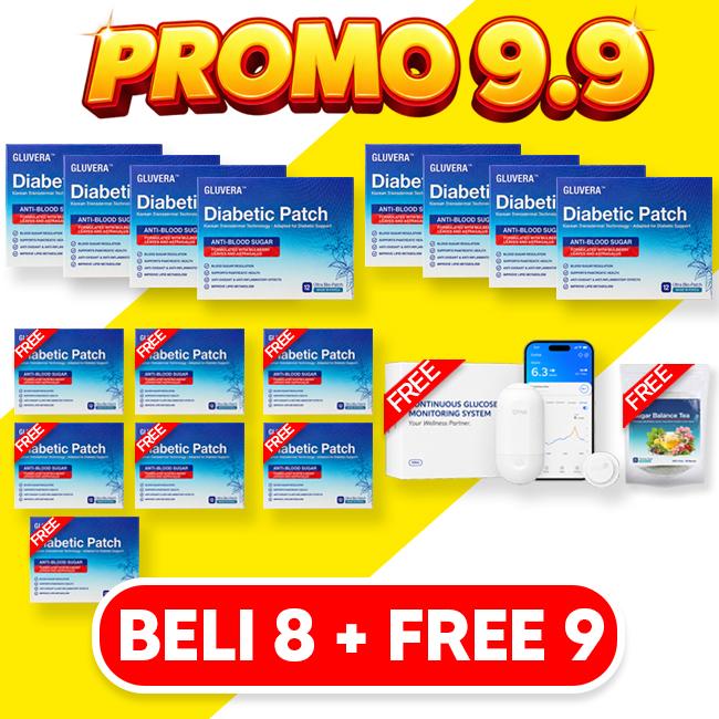 PROMO 9.9 REPEAT JIMAT : 8 KOTAK + FREE 7 KOTAK + FREE 1 GLUKOS METER + FREE 1 TEA